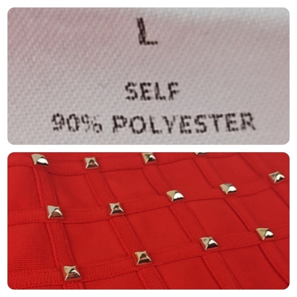 Red Gold Studded Bodycon Skirt, *M - Picture 4 of 5